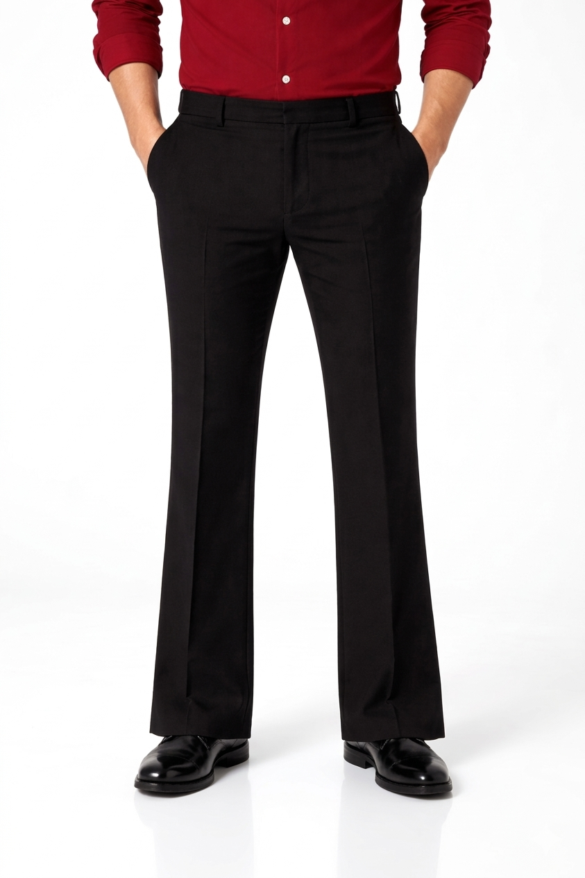 Black bootcut trousers for men front view