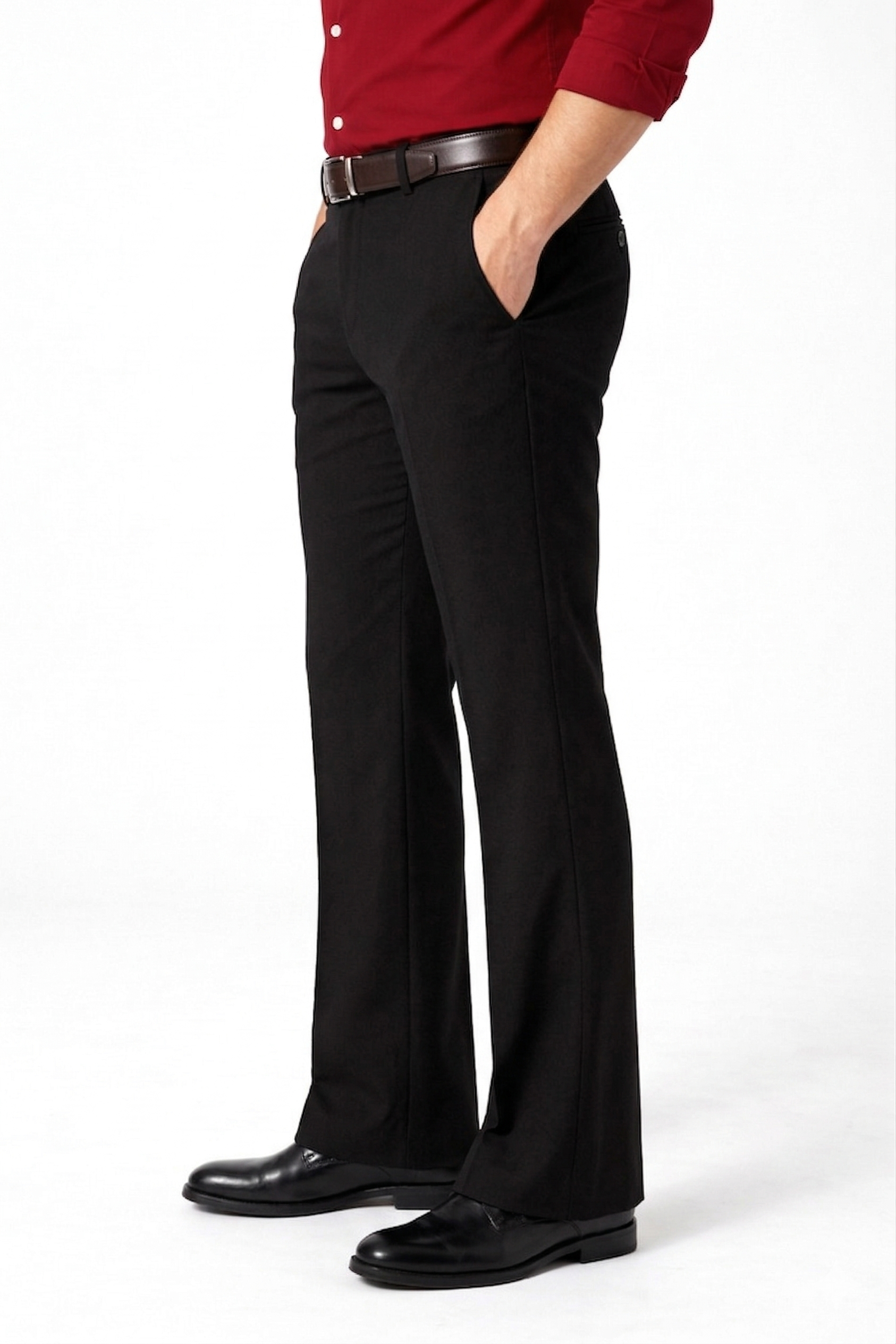 Black bootcut pants for men side fit